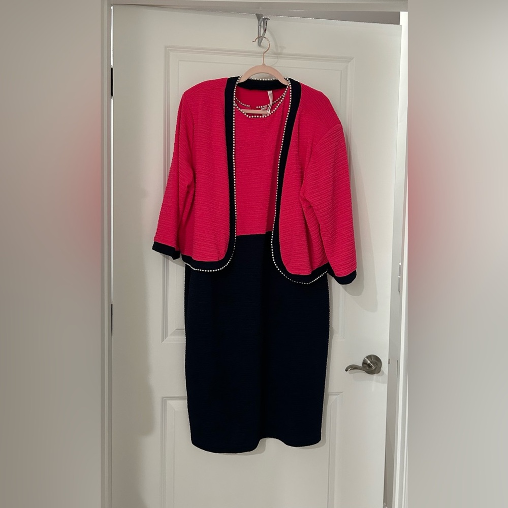 NY Collection Pink and Navy Two-Piece Set